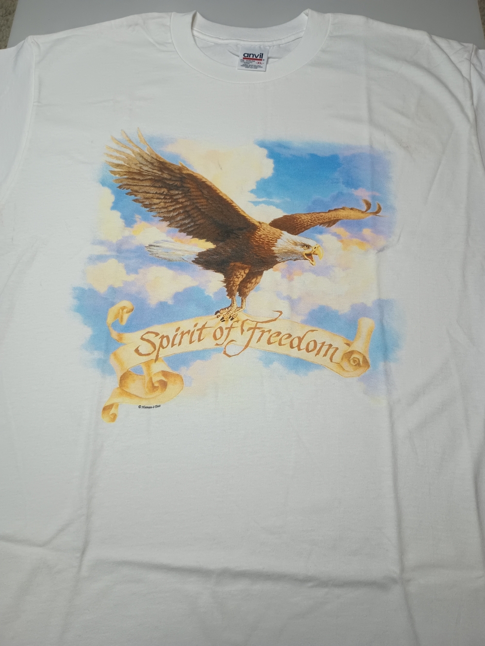 Vintage Single Stitch Anvil Spirit Of Freedom T Shirt Size XL
